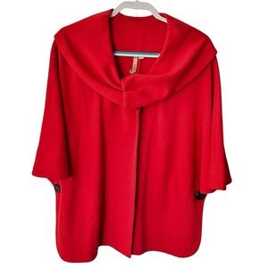 Comfy RED Cowl Neckline 3/4 Sleeve Cape Style Jacket EUC sz M Made in USA